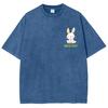Cute Cartoon Rabbit print T-shirt loose water wash vintage short sleeve men's and women's casual fashion summer top