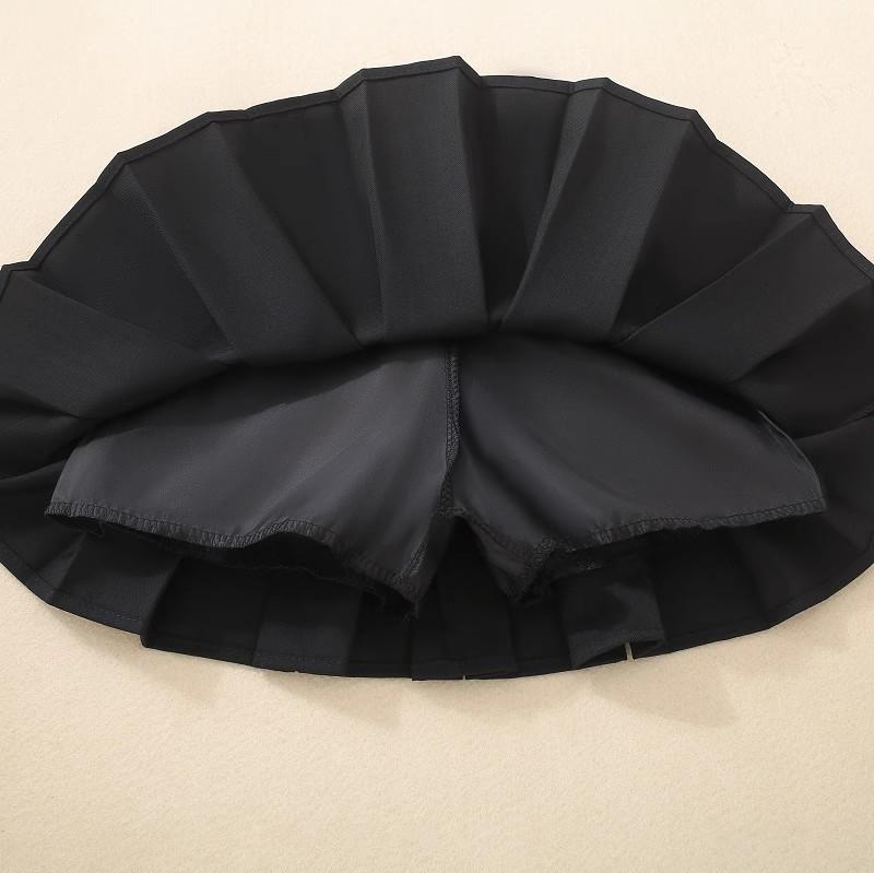 2025 Spring/Fall Girls' Korean Pleated Wool A-Line Skirt - Versatile Short Skirt Pants for Little Girls