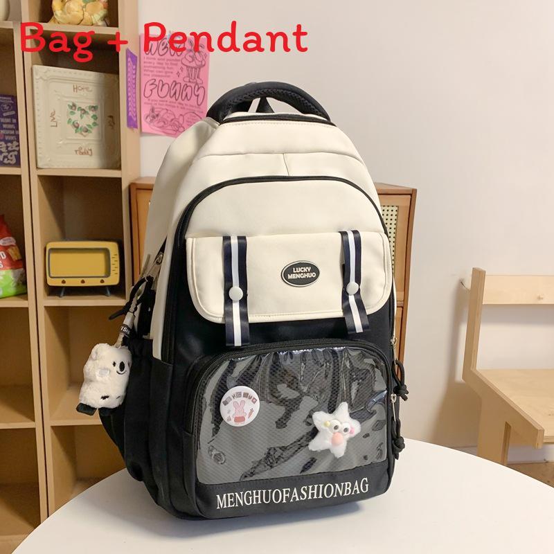 Color Contrast Student Backpack With Nylon Construction And Multifunctional Design