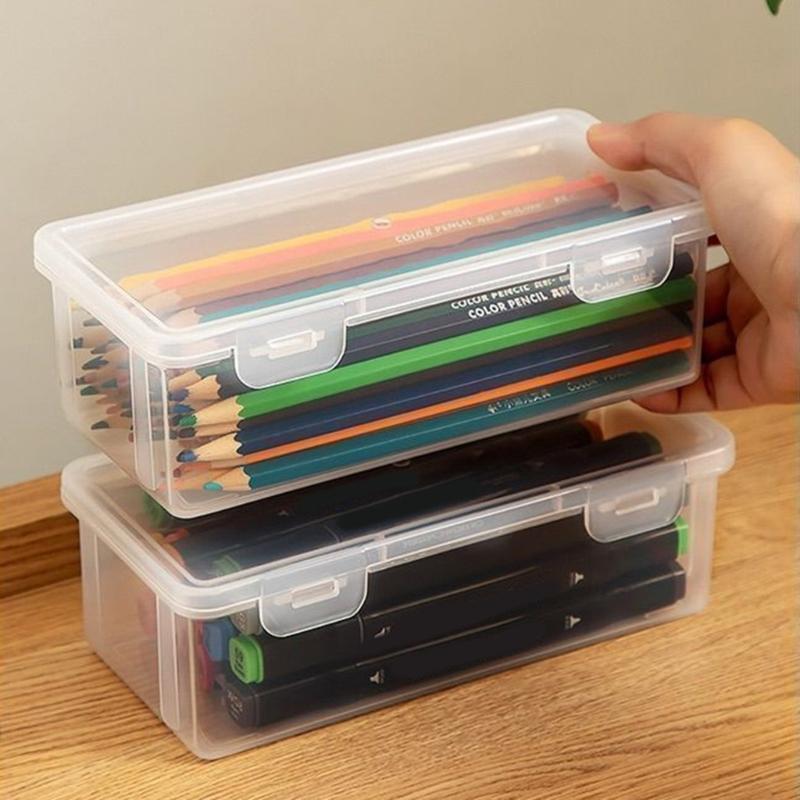 2/3Pcs Clear Hard Pencil Case Stackable High Capacity Pencil Case Colored Pencil Organizers Box for Sketch Pencil Marker