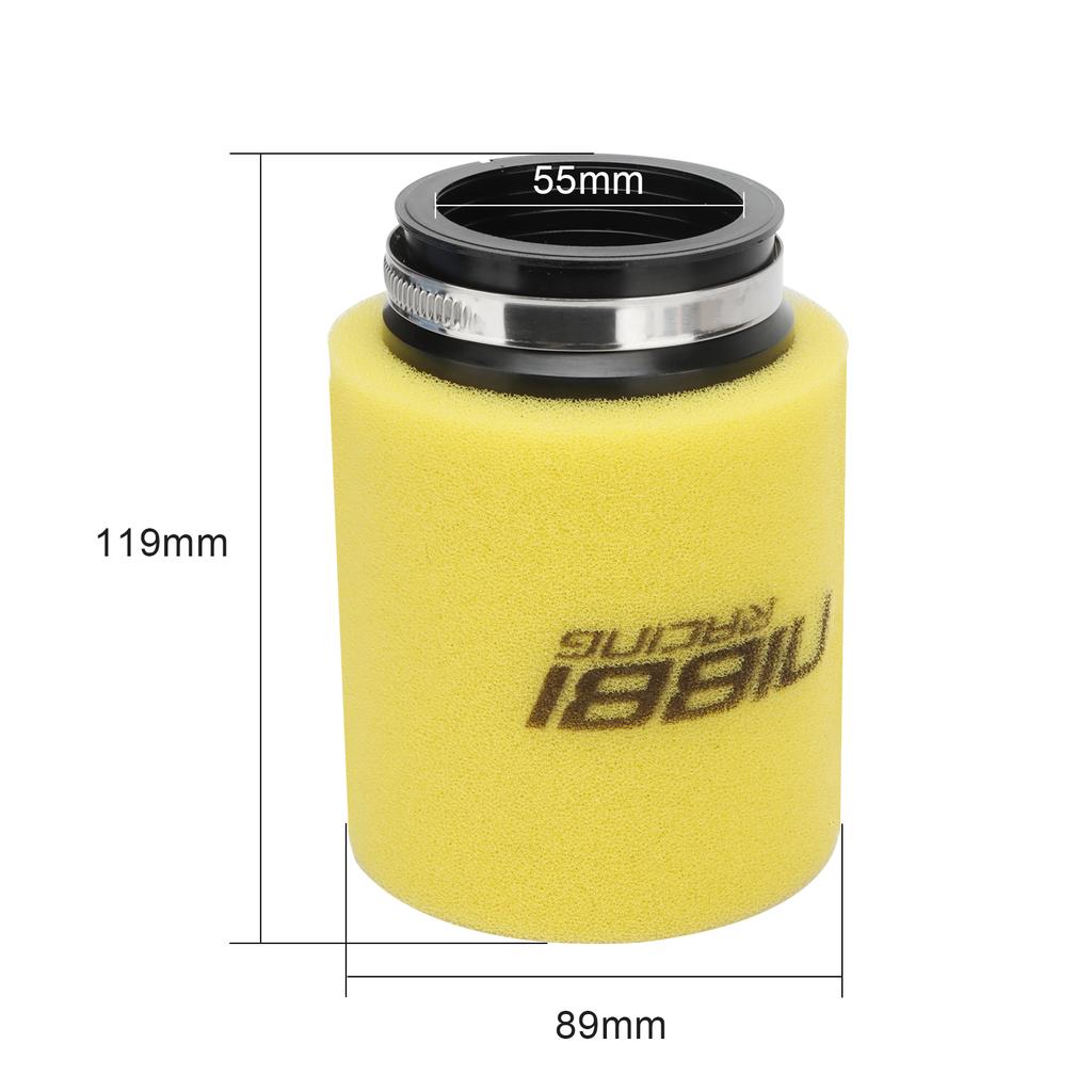 NIBBI New Removable Spring 45mm 49mm 55mm High Flow Sponge Air Filter Universal Washable Air Filter Cleaner for Honda Scooter