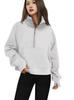 Women's Autumn/Winter Solid Color Half-Zip Cropped Hoodie - European & American Style