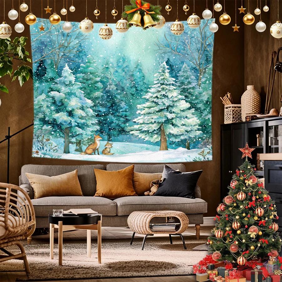 Weihnachtsmuster Wandteppich Hintergrundtuch Hängendes Tuch Schlafzimmer Nachttisch Dekoration Wandtuch Mietwohnheim Wandteppich
