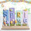 Easters Decors Wood Happy Easters Signs Block Tabletop Ornament Easters Bunnies Centerpieces Dining Room Kitchen Decors