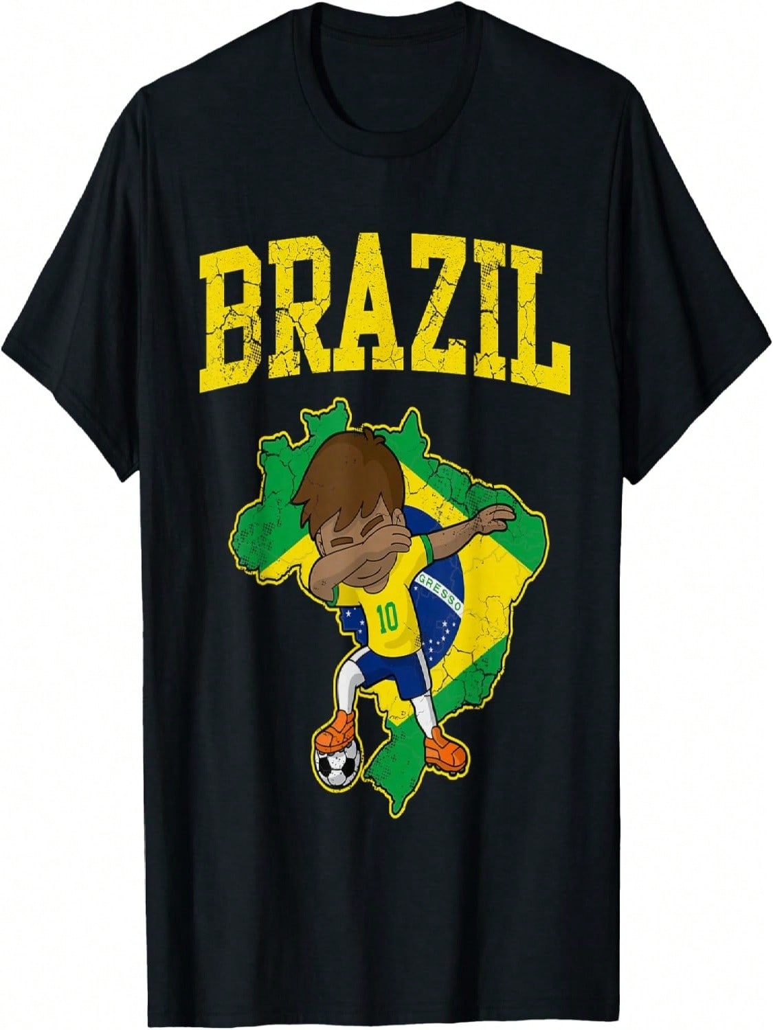 Brazil Soccer Boy Brazilian Football Dabbing Kid unisex Wounisex T-Shirt S разноцветный