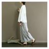 2023 Retro Cotton Linen Striped Wide-Leg Women's Slimming Cropped Pants - Japanese Style Summer Casual Wear