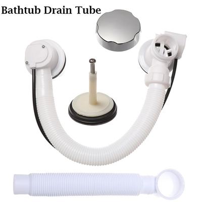 Home Pop-Up Round Connection Concealed Bathtub Drain Tube Waste Pipe Bath Overflow