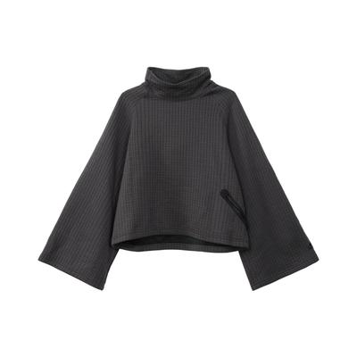 Bluza z golfem z haftem w jednolitym kolorze Damskie topy Szary DD4605-060