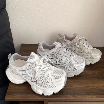 Mesh Breathable Dad Shoes Summer New Platform Running Casual Sneakers