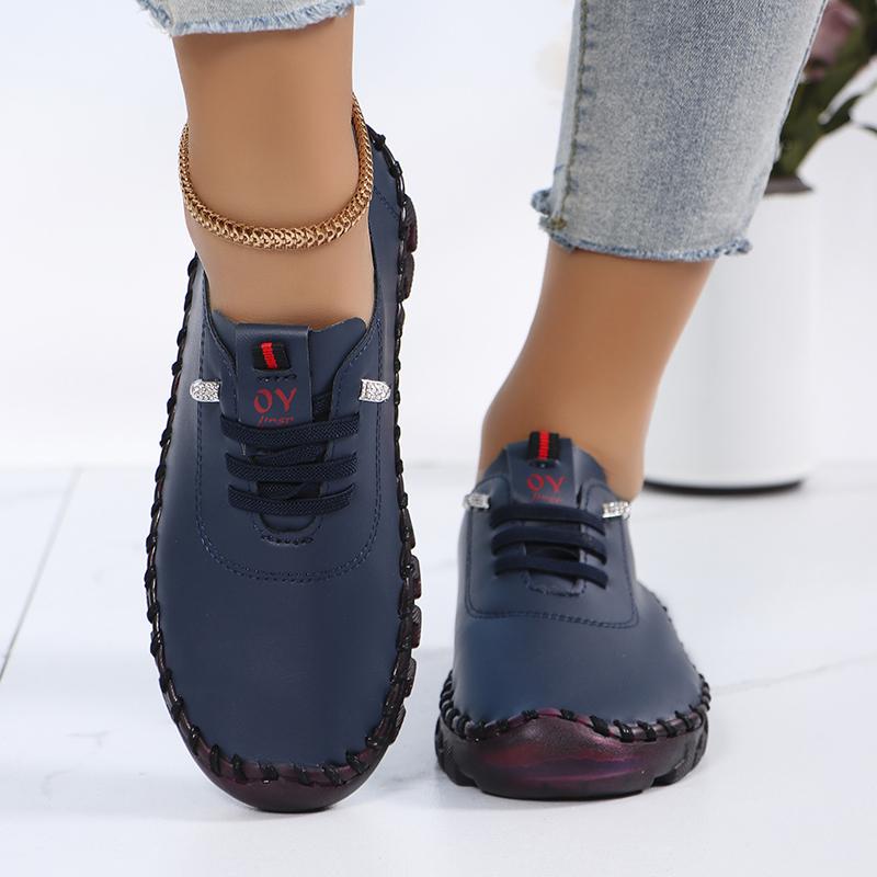 Fashion Women Sneakers 2025 New Flat Running Shoes Elastic Straps Comfortable Sneakers Women Large Size Soft Leather Sports Shoes Women