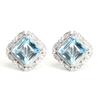 Viral Princess Cut Crystal Earrings, S925 Silver Garnet Studs, Trendy Jewelry