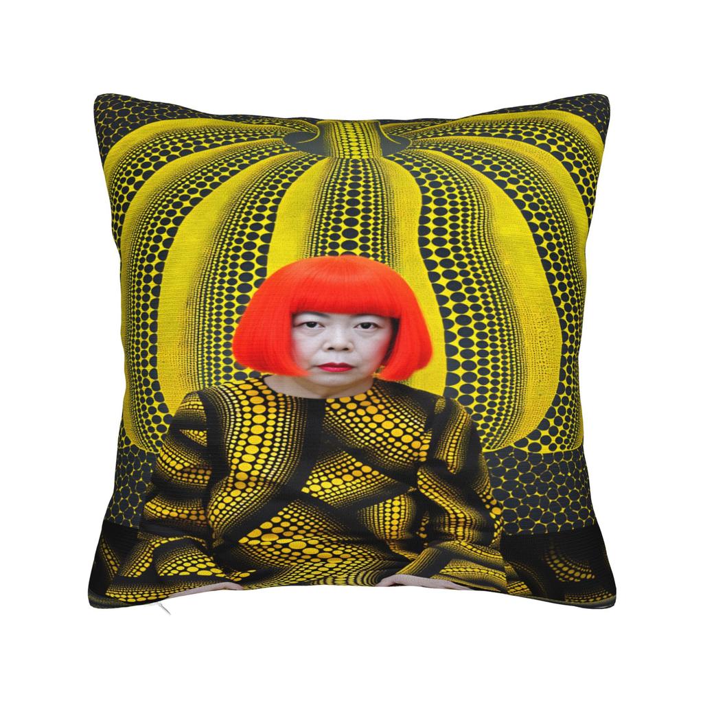 Yayoi Kusama Abstract Face Pillow Case Japanese Artist Custom Pillow Cover For Chair Sofa Home Decor Kawaii Cushion Cover