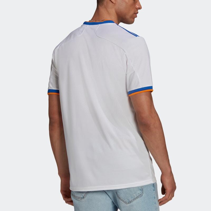 Adidas Real Madrid 21-22 Home Fan Edition Jersey with Logo Stripes Men Tops White GQ1359