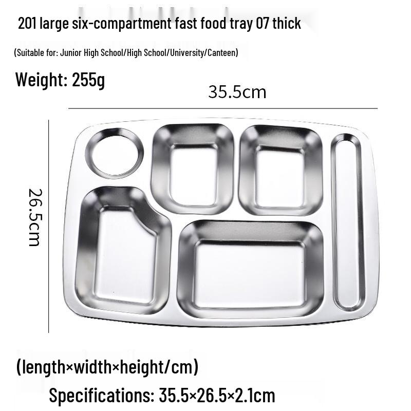 Jingyuheng 304 Stainless Steel Partitioned Lunch Trays (Pack of 10)