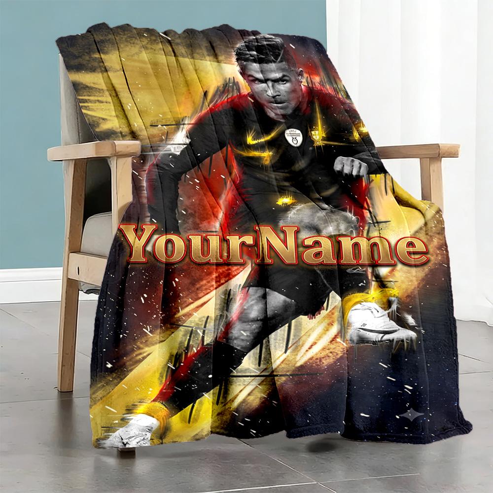 Cristiano Ronaldo 180 Customize Text Blanket Cozy Customizable Blanket Ultra-Soft Perfect for Bed Chair Office Picnics Ideal for All Seasons