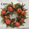 Hortensia Pioenroos Sling Herfst Pompoen Krans Kunsttak Vintage Bloemen Lente En Zomer Set Seizoensgebonden Deurhanger voor Thanksgiving Oogst Decoratie