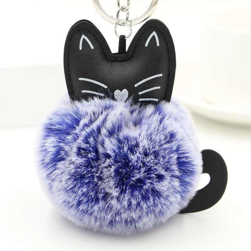 Cute Fur Ball Cat Soft Pompom Animal Tail Hair Ball Car Ladies Car Bag Accessories Mom Gift Bag Charm