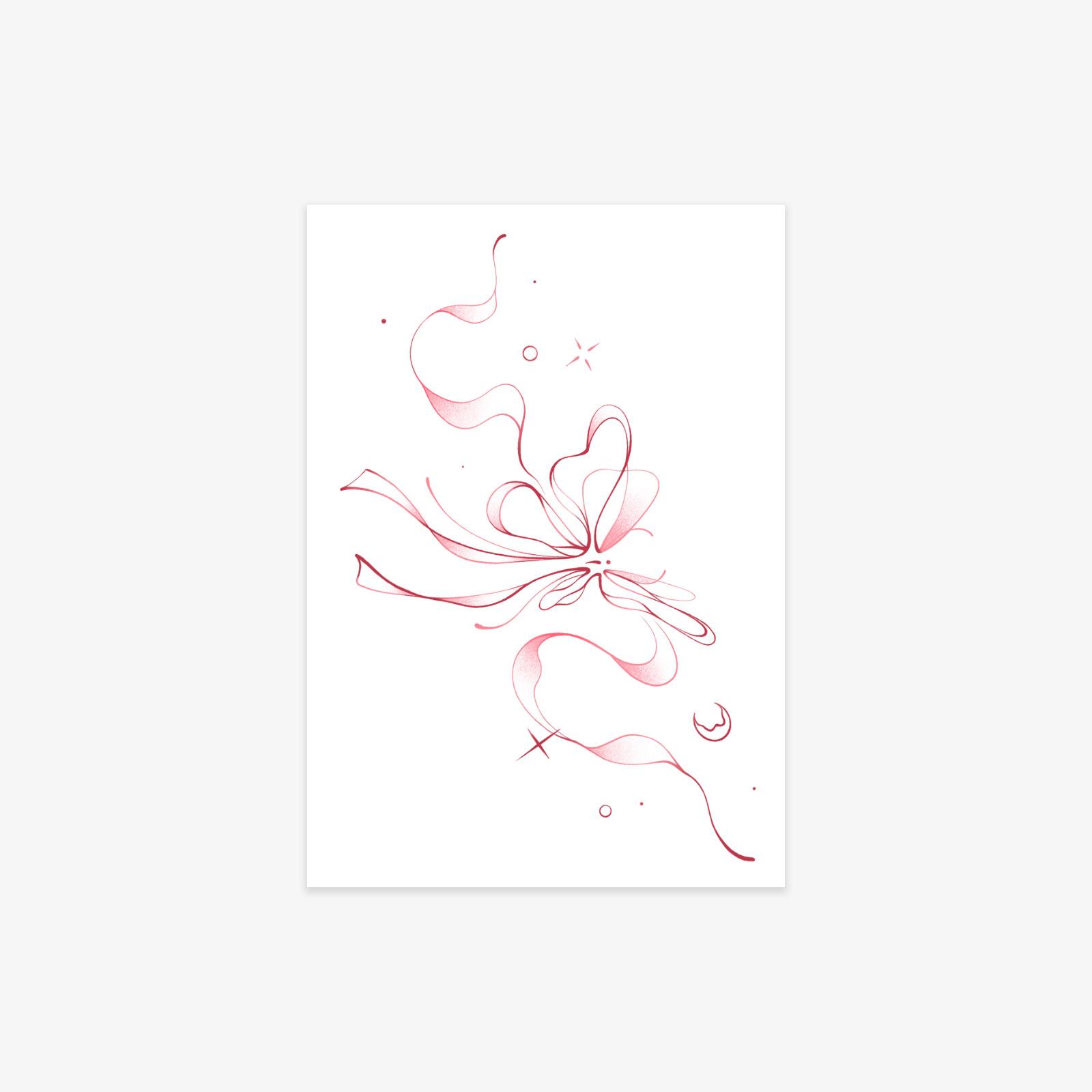 Tattoo Sticker Pink Waterproof Long-Lasting Female Arm Bow Disposable Temporary Tattoo Sticker 7*10