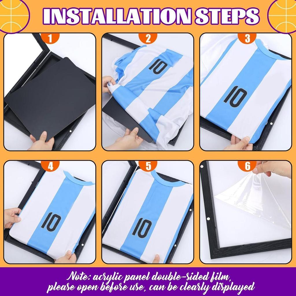 11" Sports Shirt Display Case UV Protection Sportswear Storage Basketball Sports Shirt Frames for Wall Display Soccer Basketball