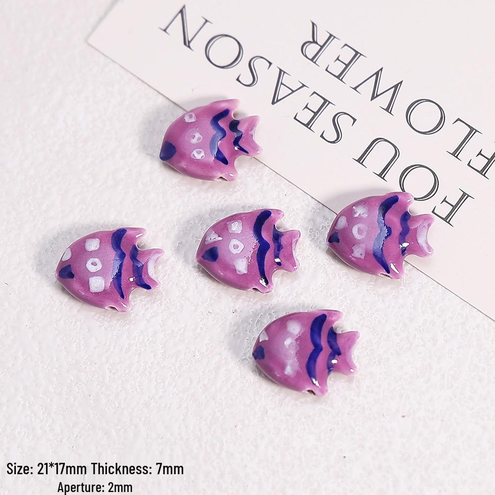 Hand-Painted Ocean Ceramic Beads: Tropical Fish, Starfish, and Seashell Shapes for DIY Jewelry