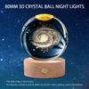 Glob de cristal 3D cu LED 80mm Reîncărcabil USB Sferă Gravată Galaxie Sticlă Lampă de Noapte de Noptieră cu