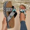 2026 Summer Plus-Size Colorful Rhinestone Wedge Flip-Flops for Women