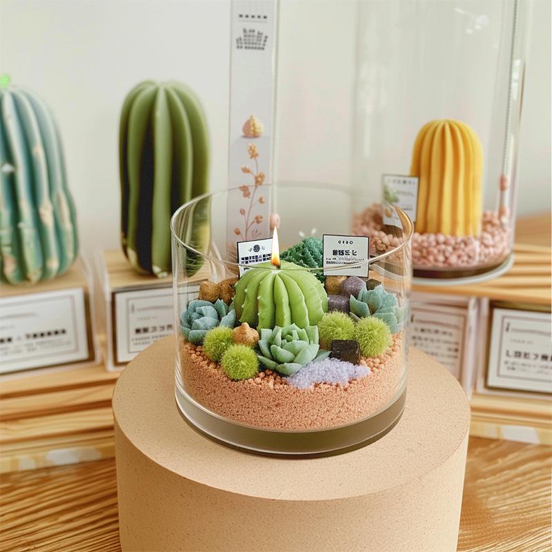 Set di Stampini in Silicone per Candele Succulente e Cactus 3D Kit per Sapone Fatto a Mano, Artigianato in Gesso, Stampo per Colata in Resina Epossidica, Strumenti per la Cottura di Torte