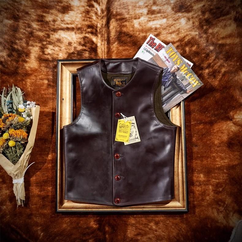 Klasická retro kožená kožená vesta Tomahawk na motorku