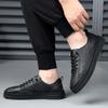 Men Leather Walking Shoes Spring Summer New Trendy All-match Platform Casual Shoes British Leather Sneakers Mens Slip On Flats