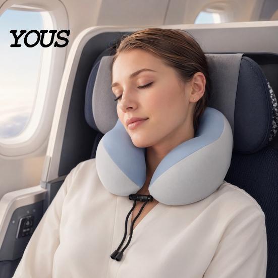Durable Travel Neck Cushion U Shaped Pillow, Memory Foam Cooling Support Portable Headrest with Removable Washable Cover for Office Planes Trains