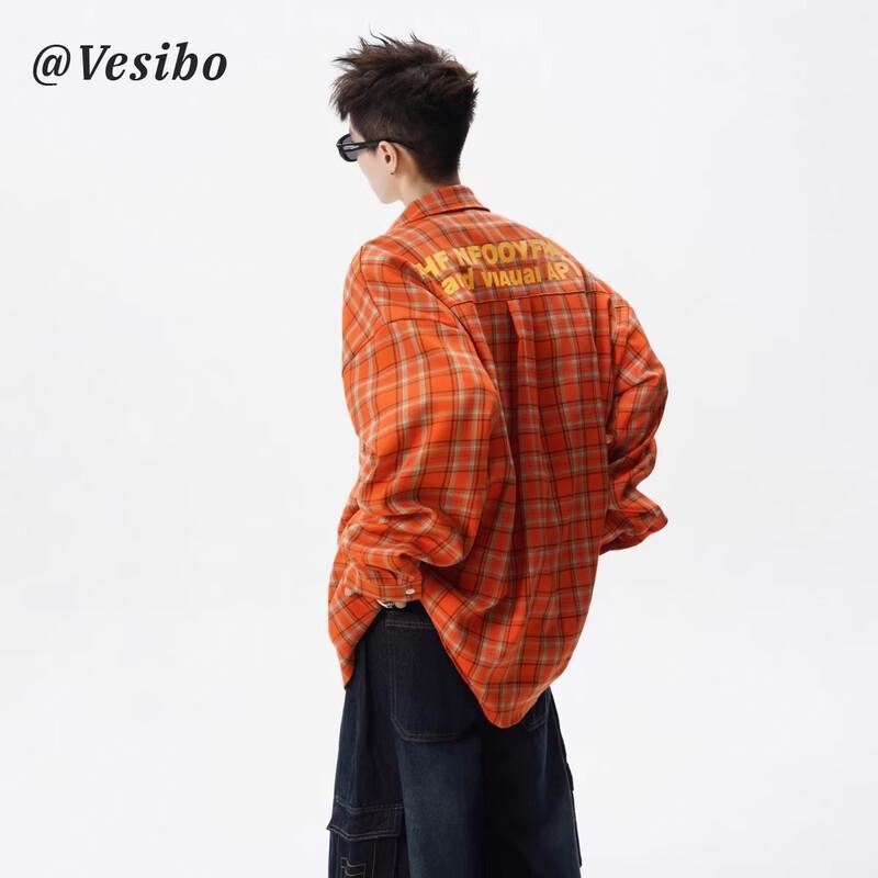 VESIBO Men s Long-Sleeve Plaid Shirt XL