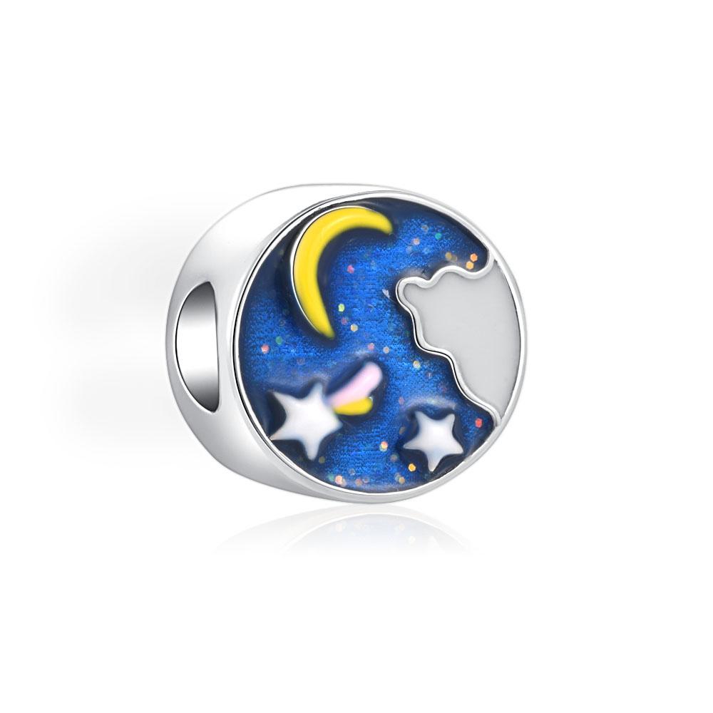 925 Silver Blue Starry Sky Rainbow Charm Pendant DIY Bracelet Jewelry Gift for Women Men Fashion Accessories