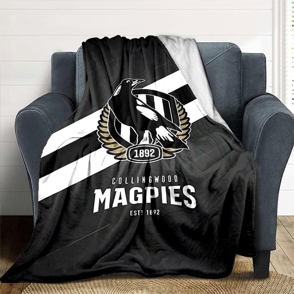 1pc Collingwood Magpies Throw Blanket - Soft Flannel, Cozy All-Season Polyester Perfect for Home, Office, Bedroom 1101