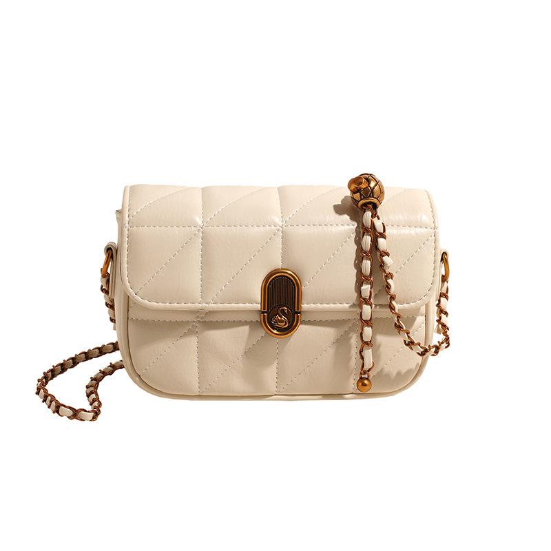 High-value Foreign-style Small Bag Women's 2025 New Trendy Texture Diamond Fashion Small Square Bag Chain Messenger Bag