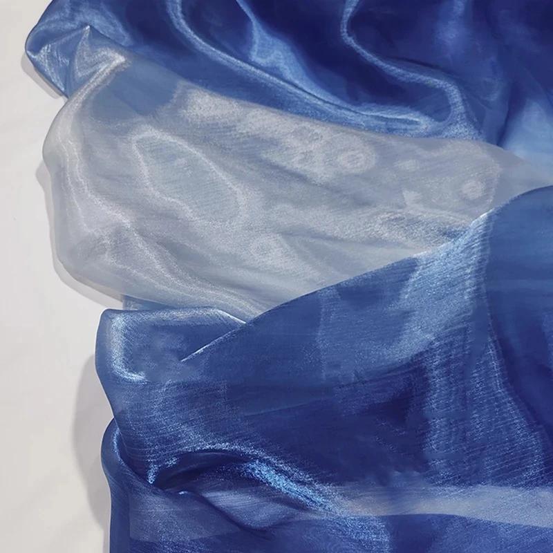 Wide 150cm Shiny Gradient Organza Fabric Glossy Thin Gauze Voile Fabric Diy Sewing Dress Hanfu Stage Costume Crafts Background