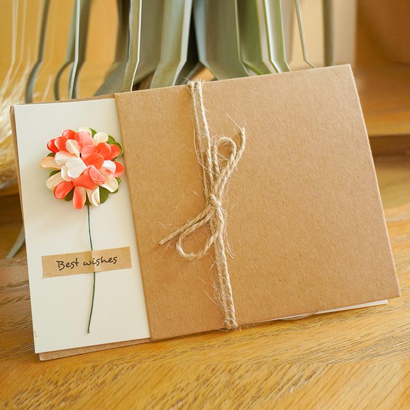 10pcs/Pack Retro Eternal Flower Kraft Paper Cards, Holiday Cards, Birthday Cards