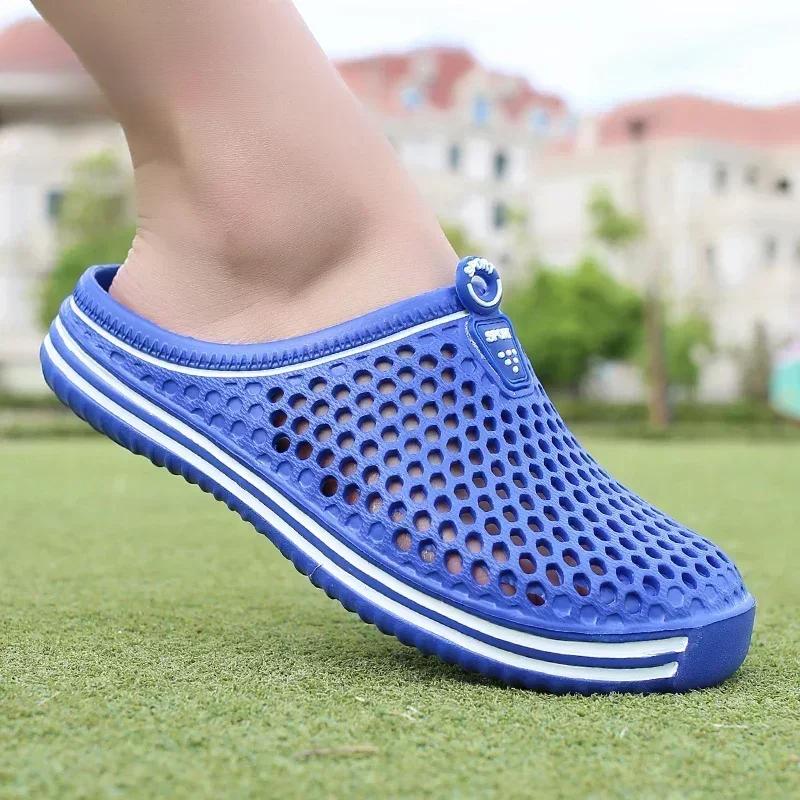 Mens Slippers Beach Shoes Unisex Hollow Outdoor Casual Men Beach Sandal Flip Flops Shoes Non-slip Size 36-45 Mens Slippers