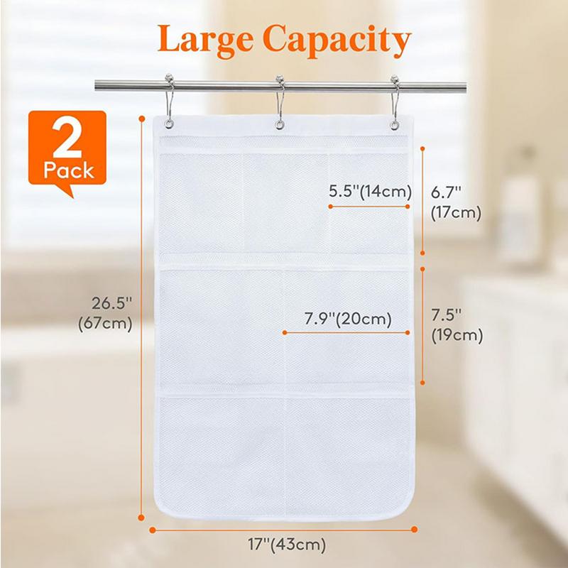 Wall Shower Organizer Mesh Space Saving Quick Dry Storage Pockets Spacious Bathroom Accessories Storage For Adults Lovers Family