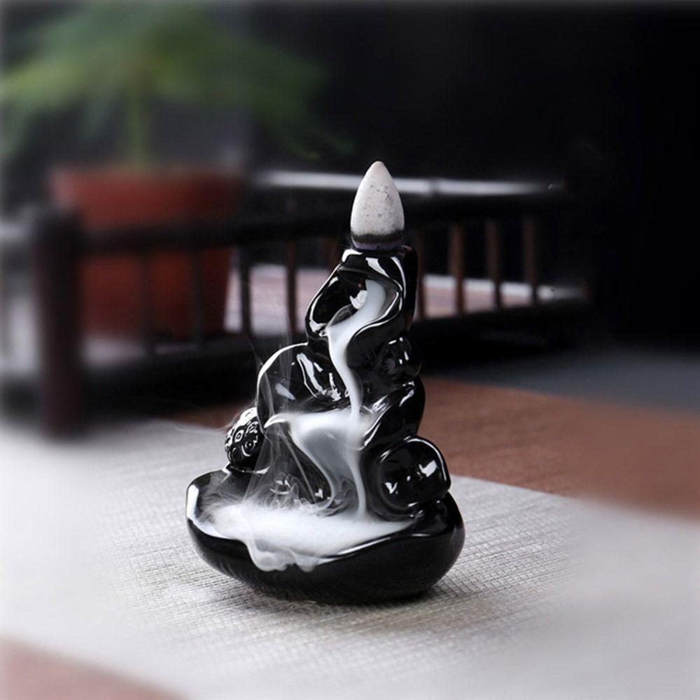 Ornaments Home Decor Aromatherapy Elegant Craft Backflow Ceramic Holder Incense Burner Smoke Censer