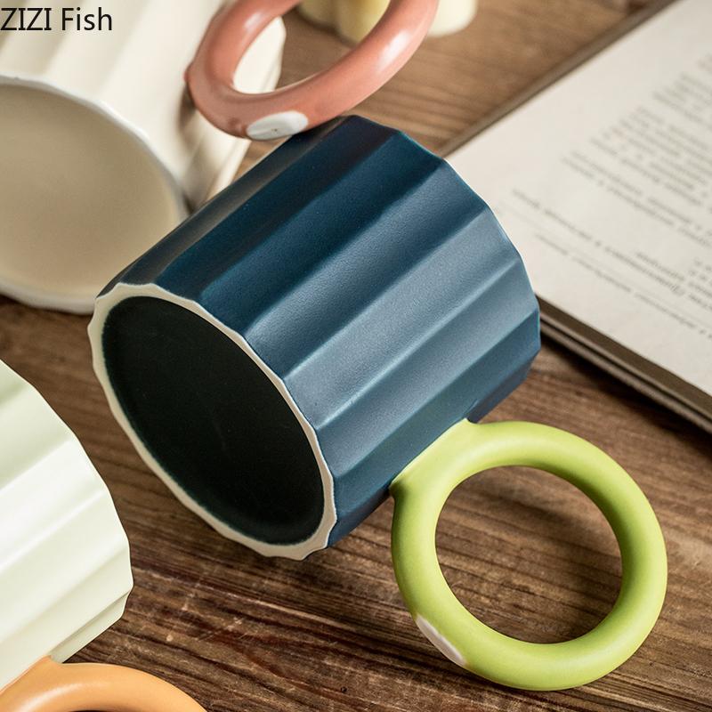 Kreativní velký kulatý hrnek s rukojetí, kancelářský hrnek na vodu, snídaňový jogurtový hrnek na mléko, párty, šálek kávy, evropská keramická sada na pití