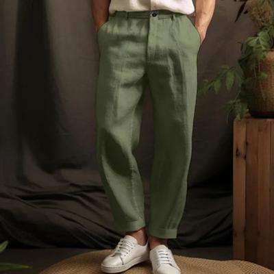 Men's Straight Leg Pants Solid Color Casual Trousers Breathable Loose Fit Pants with Reinforced Pockets for Daily Wear Travel Work