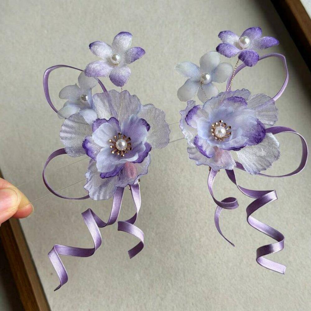 Bow Hanfu Hair Accessories Tassel Chinese Style Hair Clip Flower Hairpin Summer Accessories