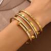 European & American Fashion Titanium Steel Double-Head Square Diamond Flower Open Cuff Women's Bracelet