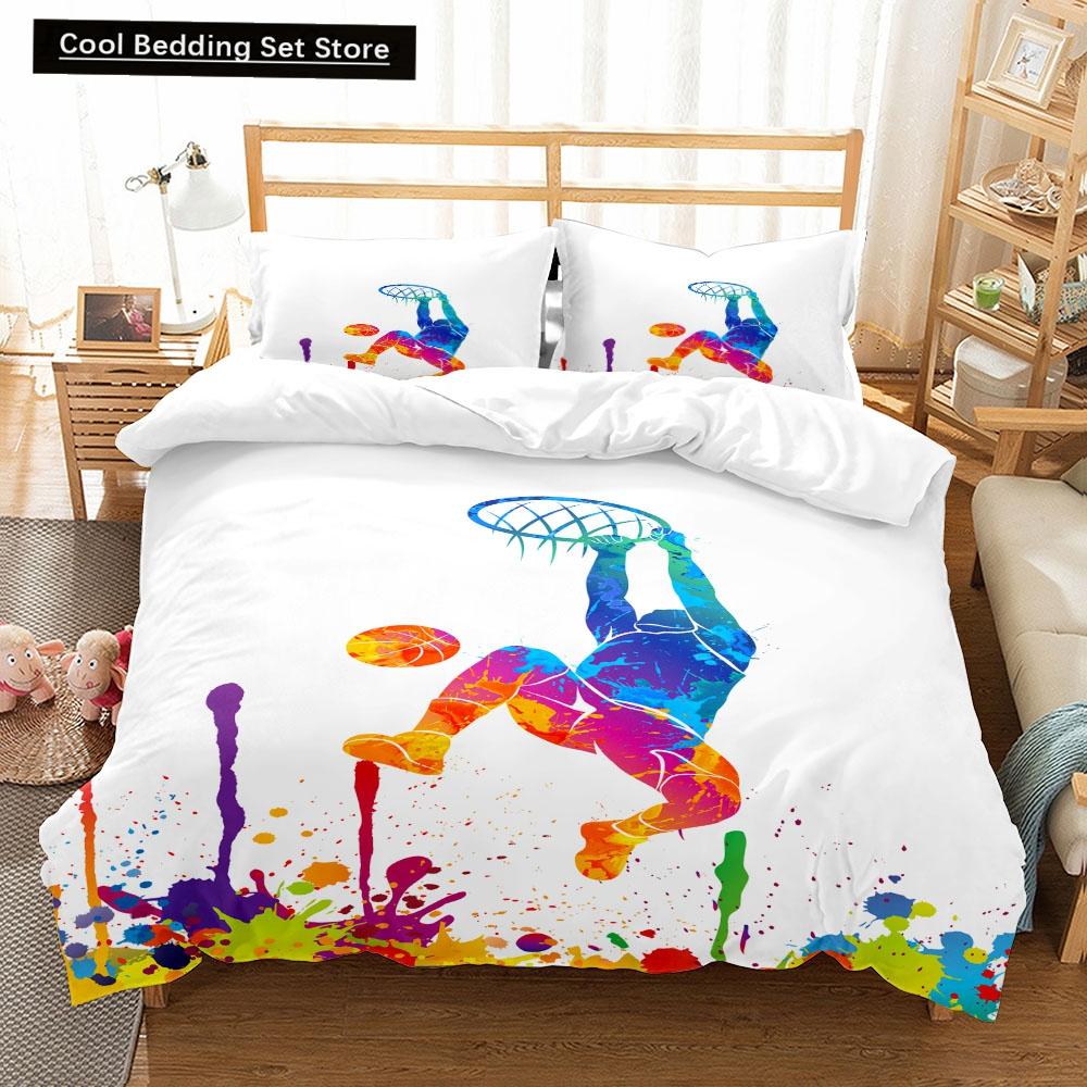 Fantastic 3D Print Basketball Duvet Cover Set Uk Single Double King US Twin Full Queen King Bed Linen Set Home Textiles Bedding