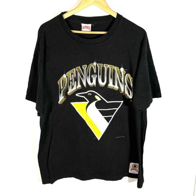 Vintage 1990er Nutmeg Mills Pittsburgh Penguins Grafik T-Shirt XL 90er