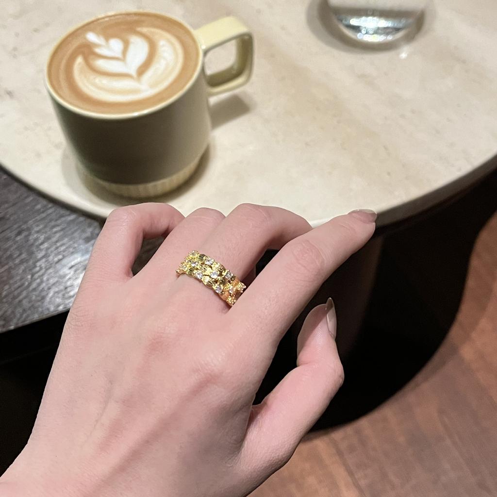 Super Flash Irregular Woven Wind Ring Female Temperament Light Luxury Exquisite Index Finger Ring Female