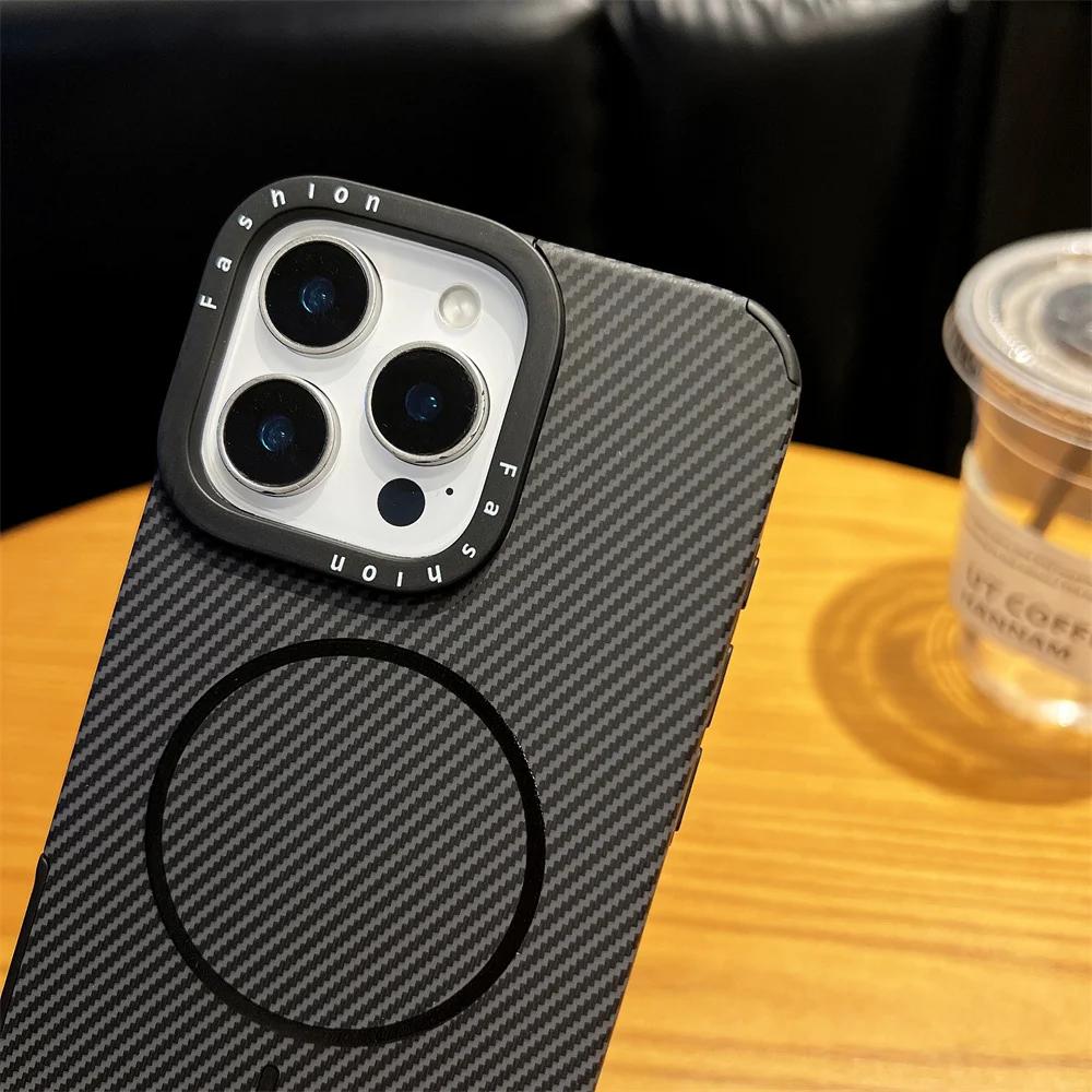 Ultra Slim Carbon Fiber Pattern Case For IPhone 16 16e 15 14 Plus 13 12 ProMax Magnetic Wireless Fast Charging Shockproof Cover