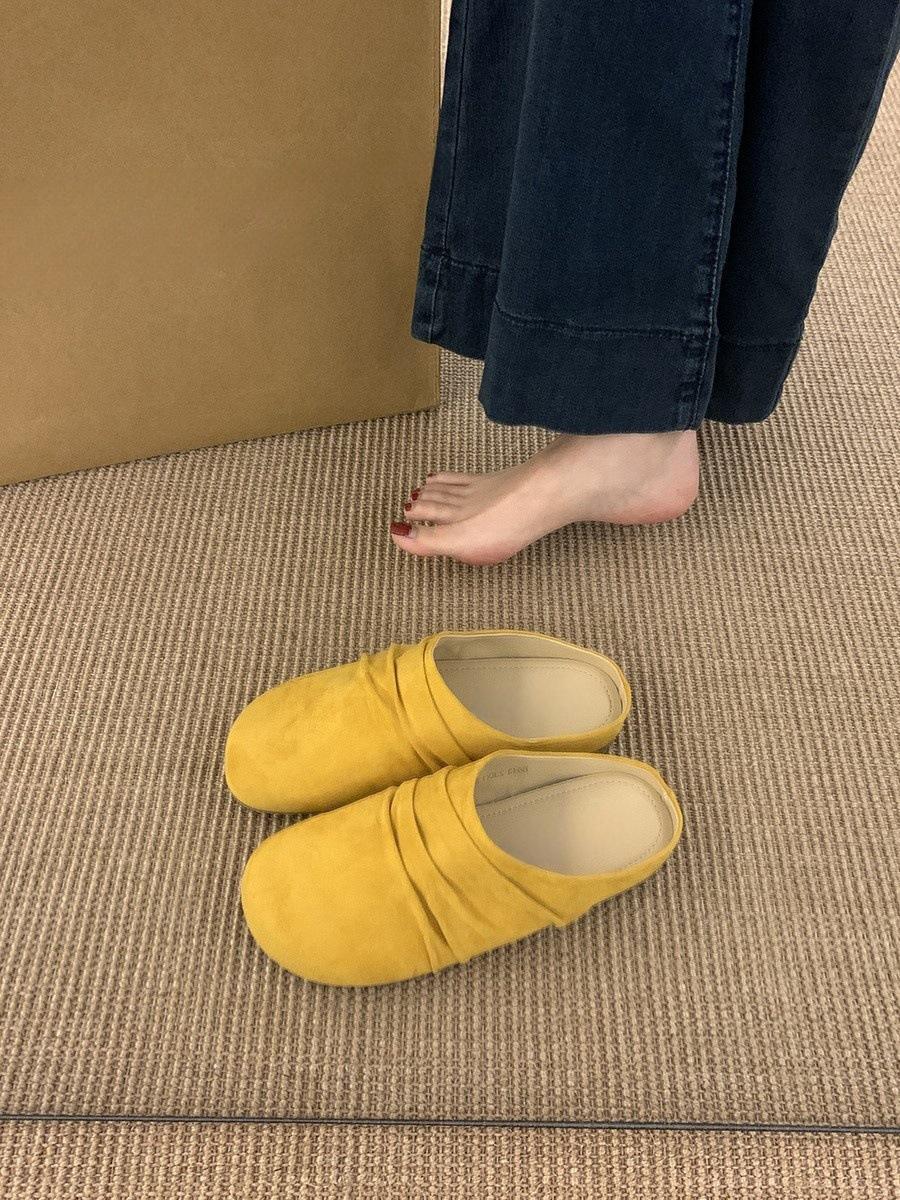 

Женские новые ретро полушлепанцы с толстой подошвой, с круглым носком, универсальные, с закрытым носком 40 жёлтый