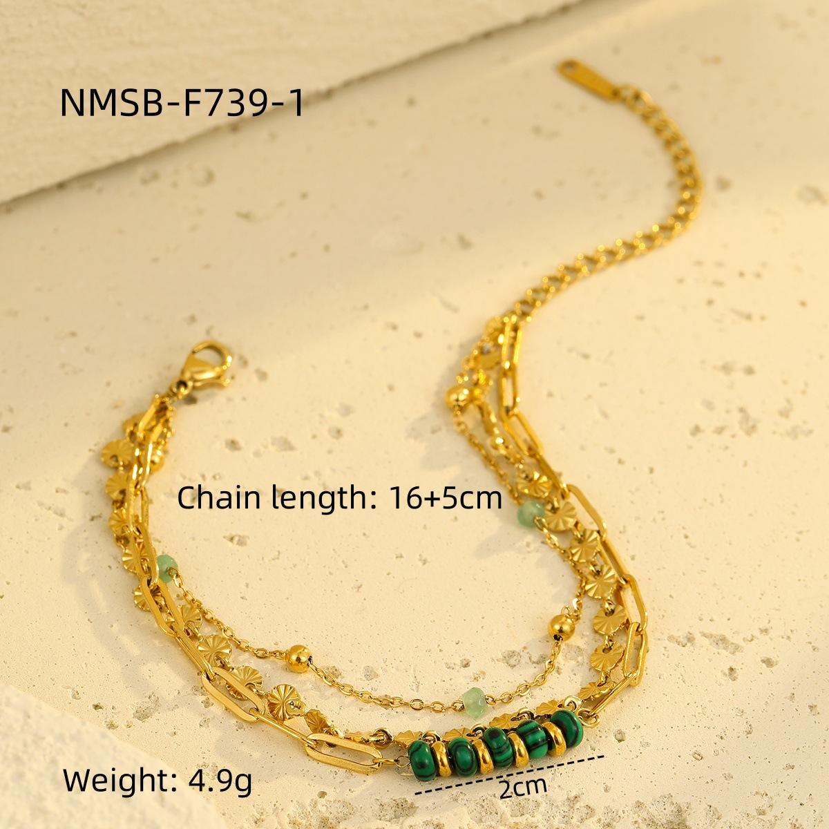 GEMCHIC Women s Multi-Layer Natural Stone Bracelet Stainless Steel Titanium Steel Gold Plated Fashion Jewelry
