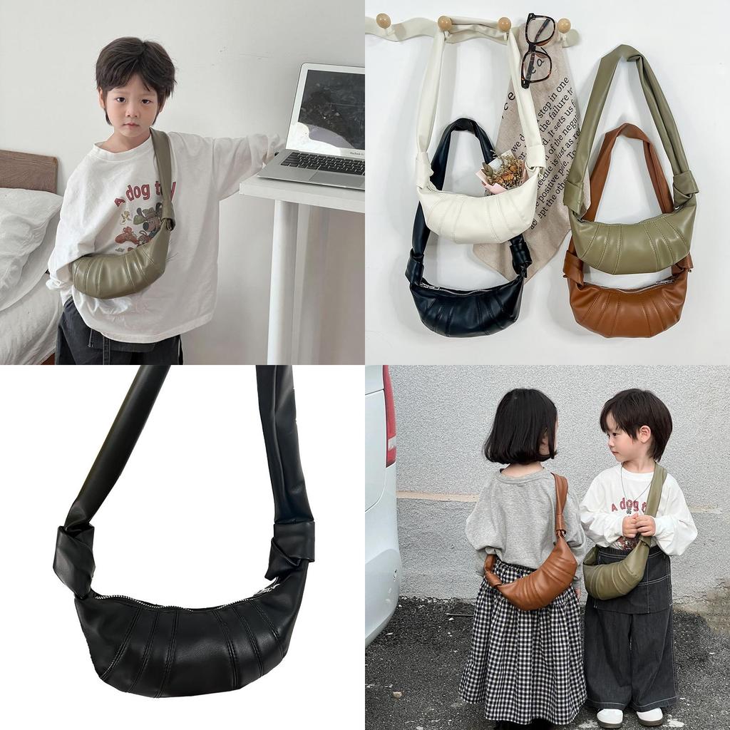 Trendy Unisex Kids Dumpling Bag Stylish Solid Color Shoulder Bag For Children